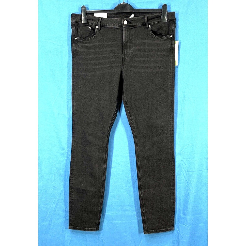 NWT H&M DENIM Regular Waist SKINNY FIT Black STRETCH 5-Pocket JEANS Sz 18